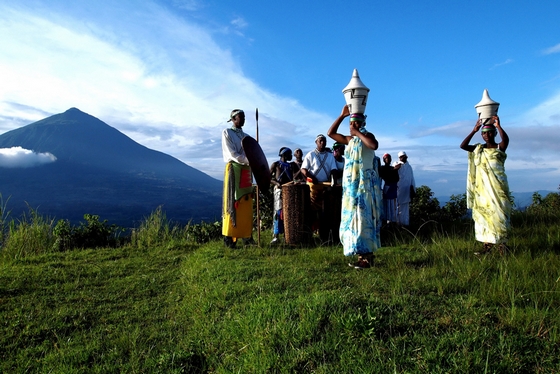 Intore dancers on a mountain