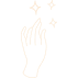 Icône d'une main avec étoiles magiques
